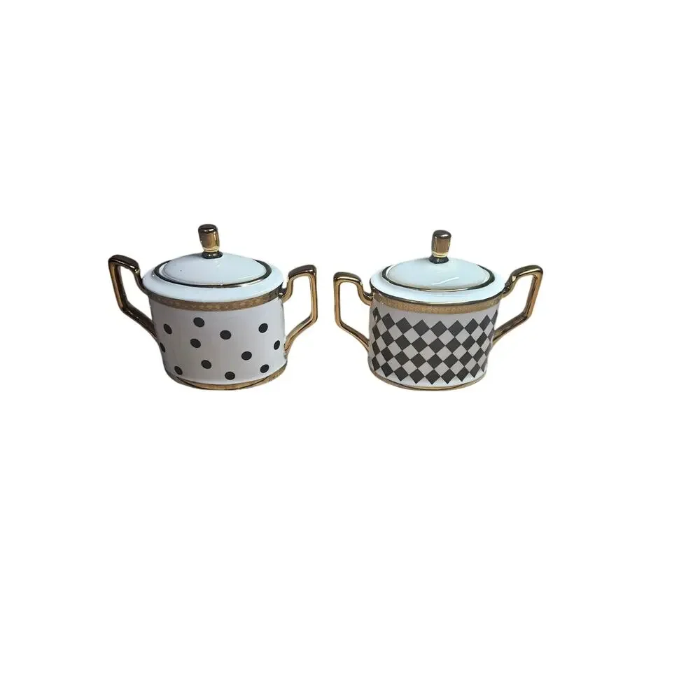 Decorative Black and White Jars Set of 2